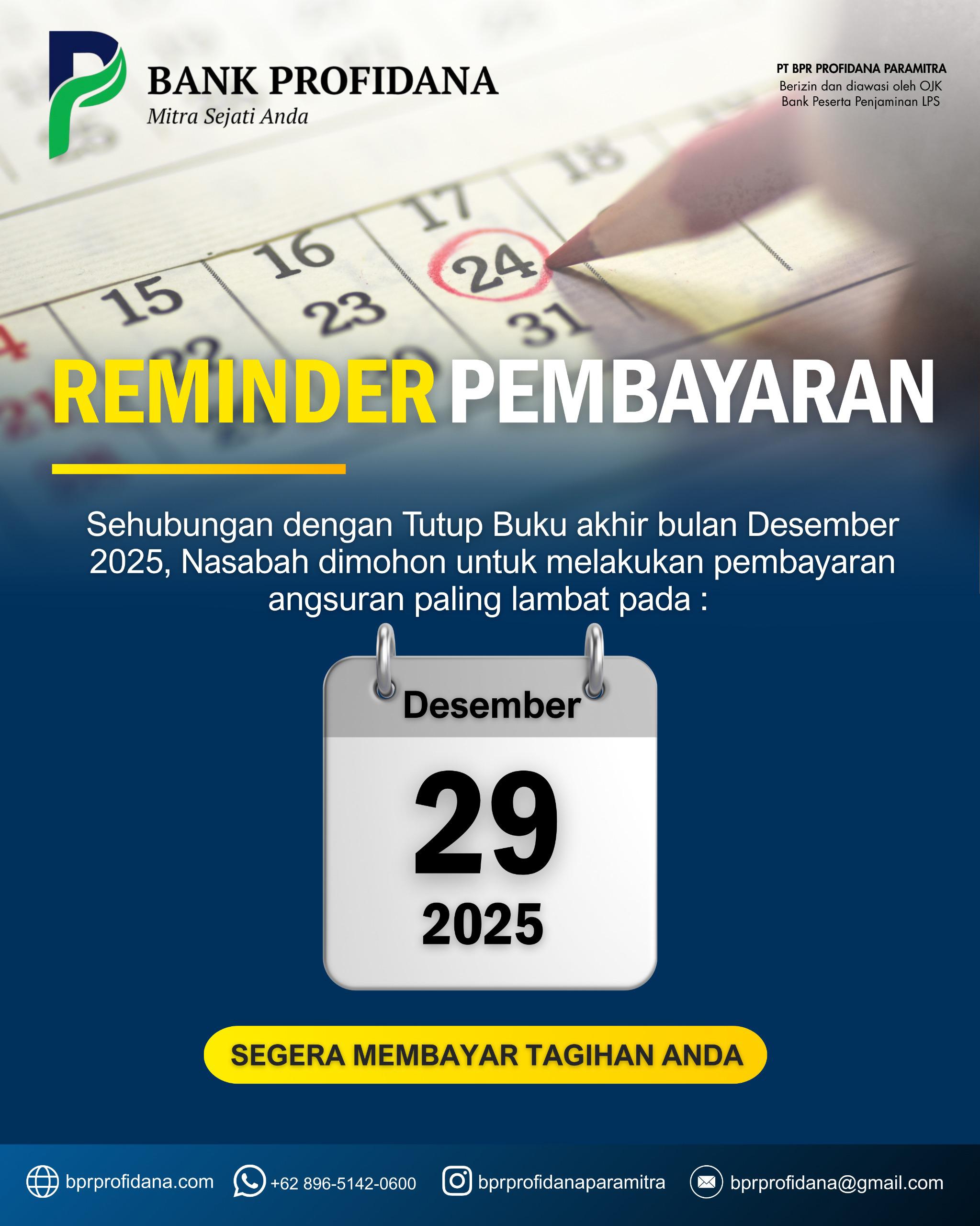 PENGUMUMAN PEMBUKUAN AKHIR TAHUN 2025